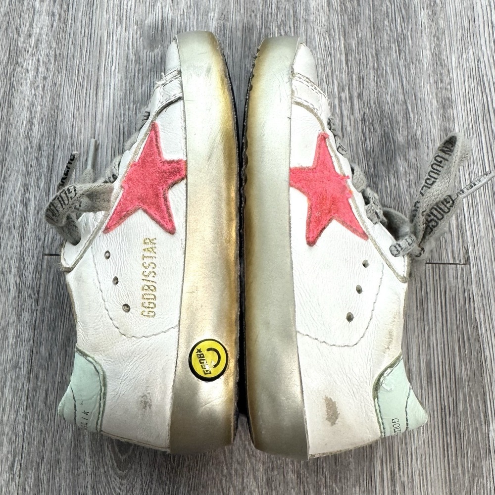 Golden Goose Girls Pink Superstar Low-Top Sneakers Size 22 White Green Logo - Picture 4 of 16